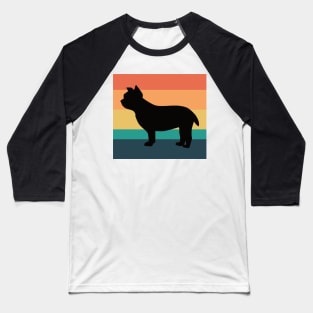 Yorkshire Terrier Dog Silhouette Vintage Sunset Baseball T-Shirt